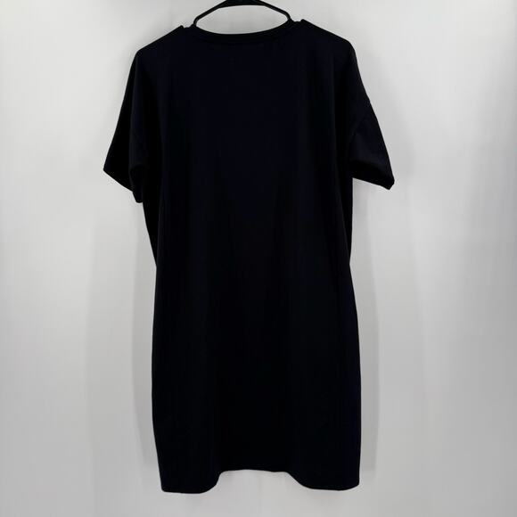 EILEEN FISHER Tee Dress Size Small Pockets Black NEW Short Sleeve Stretch Basic - Picture 2 of 7